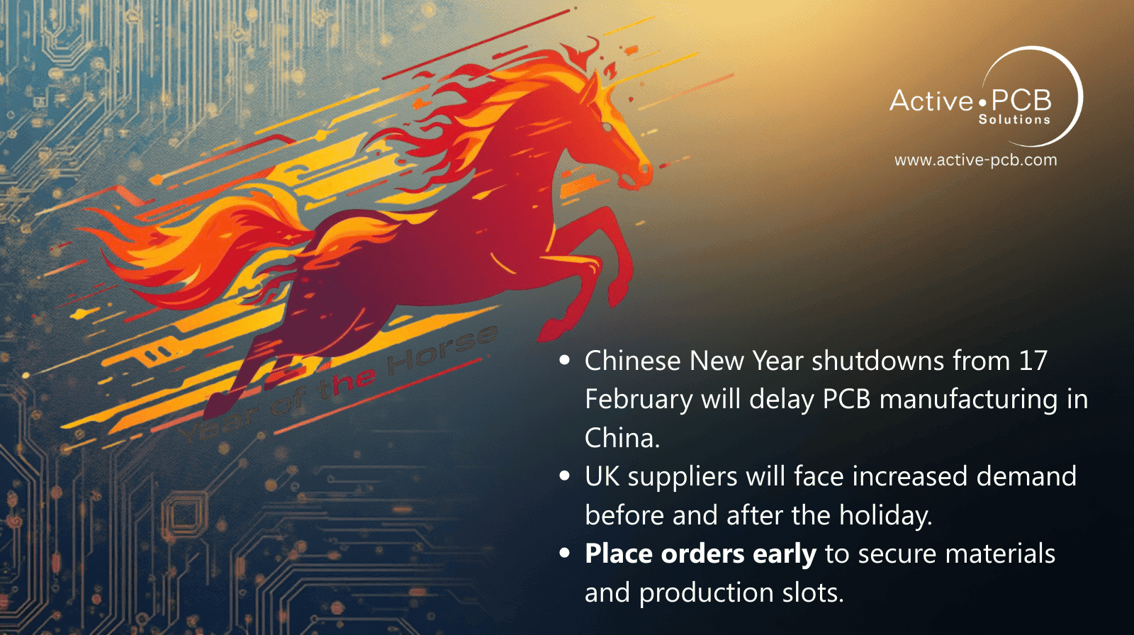 Chinese New Year Shutdowns information for OEMs